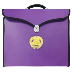 Grand Master Blue Lodge Apron Case - Purple Leather MM, WM & Provincial