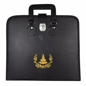 Past Master Blue Lodge Apron Case - Black Imitation Leather MM/WM, Provincial