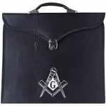 Master Mason Blue Lodge Apron Case - Black Leather Square Compass G