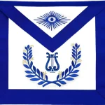 Organist Blue Lodge Officer Apron - Royal Blue Wreath Machine Embroidery