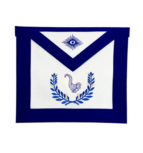 Junior Steward Blue Lodge Officer Apron - Royal Blue Wreath Embroidery