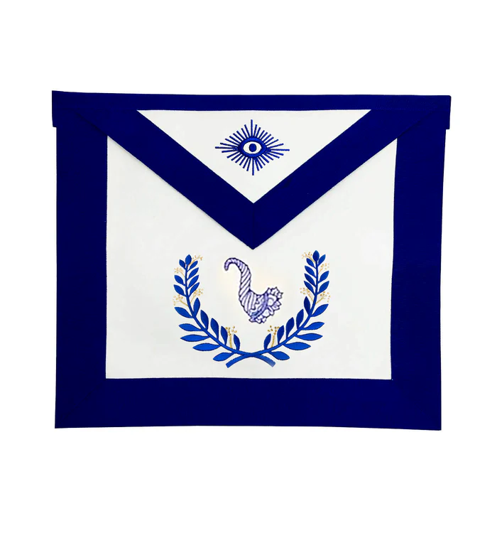 Junior Steward Blue Lodge Officer Apron – Royal Blue Wreath Embroidery