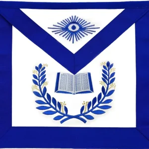 Chaplain Blue Lodge Officer Apron - Royal Blue Wreath Embroidery