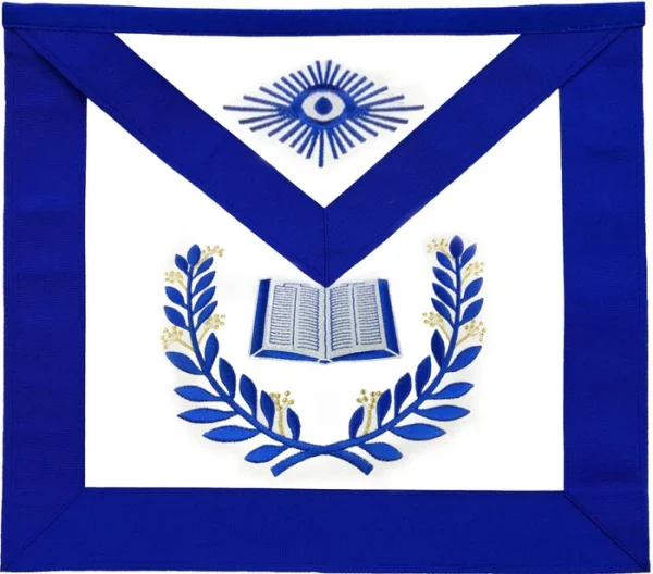 Chaplain Blue Lodge Officer Apron - Royal Blue Wreath Embroidery