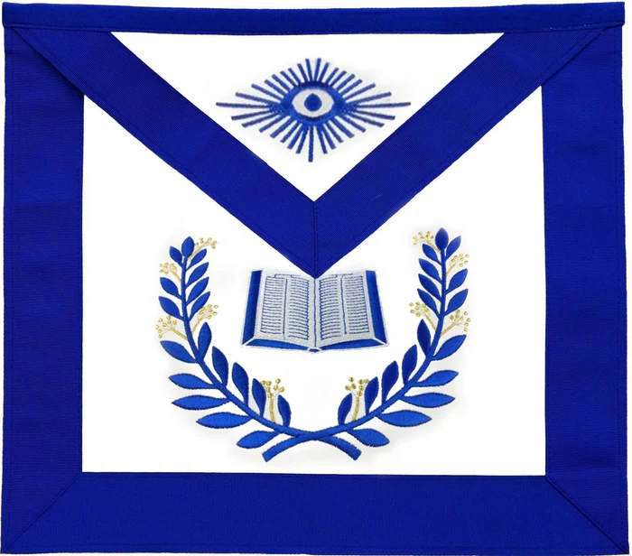 Chaplain Blue Lodge Officer Apron – Royal Blue Wreath Embroidery