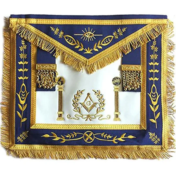 Master Mason Blue Lodge Apron - Navy Blue with Pillars