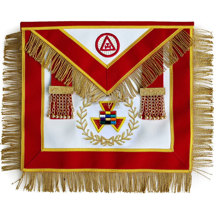 Grand High Priest Royal Arch Chapter Apron – Red Velvet with Fringe