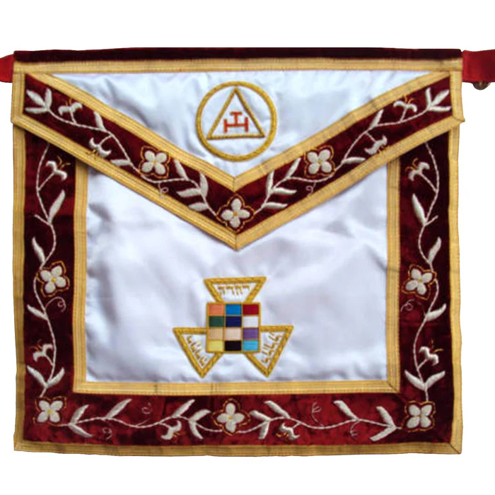 Past High Priest Royal Arch Chapter Apron – White Silk Satin & Red Velvet