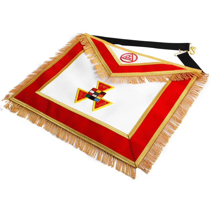 Past High Priest Royal Arch Chapter Apron – Red Hand Embroidery with Fringe