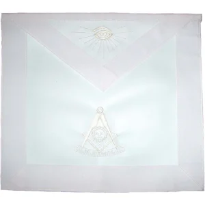 Past Master Blue Lodge Apron - All White Grosgrain