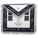 Past Master Blue Lodge Apron - Navy Velvet Silver Bullion Embroidery