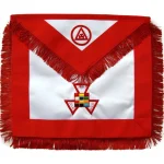 Past High Priest Royal Arch Chapter Apron in Red with Hand Embroidery and Rayon Fringe