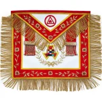 Grand High Priest Royal Arch Apron - Red Velvet Gold Bullion Triple Tau