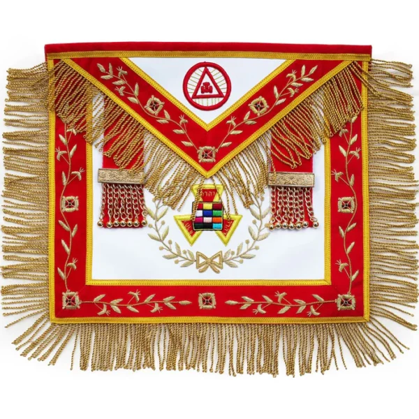 Grand High Priest Royal Arch Chapter Apron - Red Velvet Triple Tau Insignia Grand High Priest Royal Arch Chapter Apron - Red Velvet Triple Tau Insignia