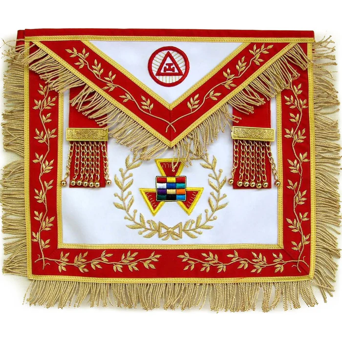 Grand High Priest Royal Arch Chapter Apron – Red Velvet with Wreath & Fringe