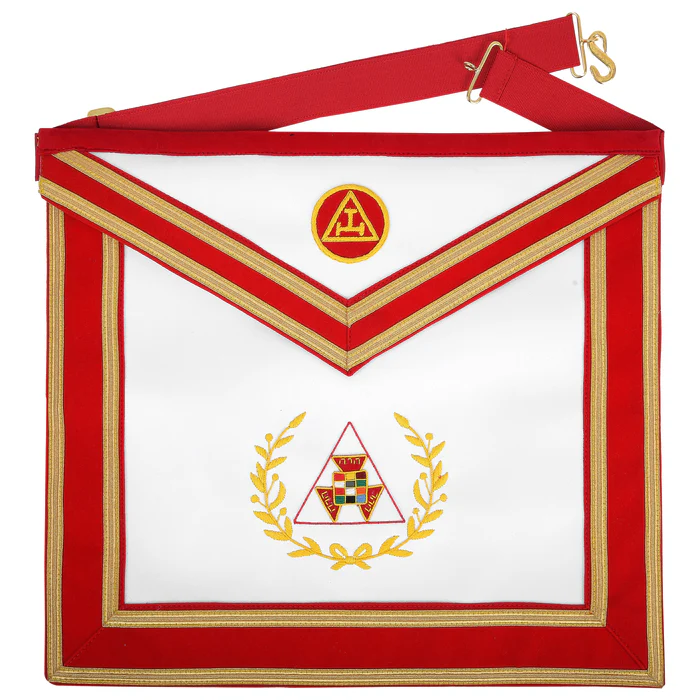 Past Grand High Priest Royal Arch Chapter Apron – Red Velvet with Gold Wreath