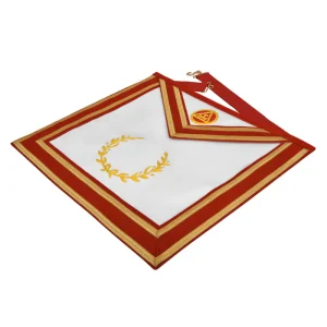 Royal Arch Chapter Apron - Red Velvet with Gold Embroidered Emblem & Braid