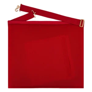 Royal Arch Chapter Apron - Red Velvet with Gold Embroidered Emblem & Braid