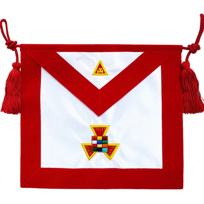 Past High Priest Royal Arch Chapter Apron – Red Velvet & Gold Embroidery