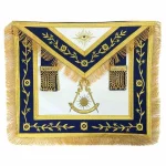 Past Master Blue Lodge Apron - Royal Blue Gold Fringe Machine Embroidery