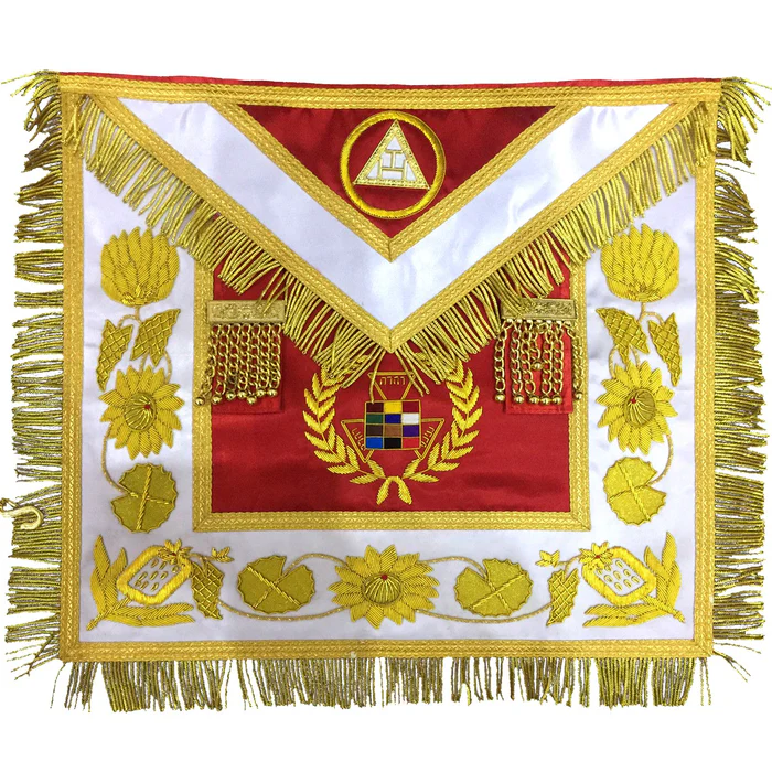 Grand High Priest Royal Arch Chapter Apron – White with Gold Fringe