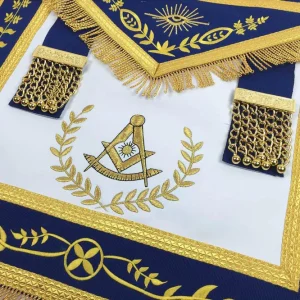 Past Master Blue Lodge Apron - White & Royal Blue