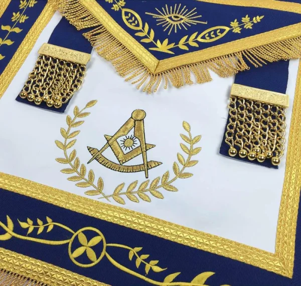 Past Master Blue Lodge Apron - White & Royal Blue