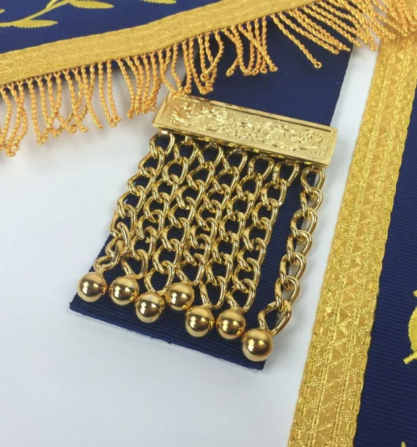 Past Master Blue Lodge Apron - Royal Blue with Gold Fringe