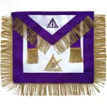 Past Illustrious Master Apron - Purple Gold Fringe Hand Embroidered