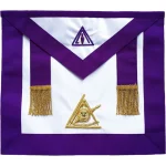 Past Illustrious Master Council Apron Purple - Gold Bullion Fringe White Satin