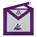 Past Illustrious Master Council Apron in Purple Ribbon with Machine Embroidery
