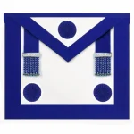 Master Mason Blue Lodge Apron - Royal Blue Rosettes Silver Chain Tassels