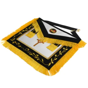 Past Commander Knights Templar Commandery Apron - Black with Gold Fringe