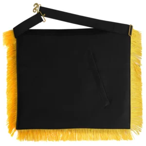Past Commander Knights Templar Commandery Apron - Black with Gold Fringe