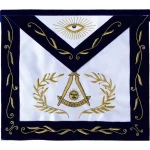 Past Master Blue Lodge Apron - Navy Velvet Gold Hand Embroidery