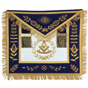 Past Master Blue Lodge Apron - Royal Blue Velvet Hand Embroidery