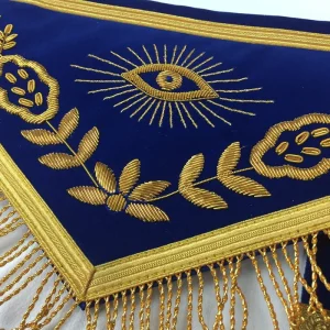 Past Master Blue Lodge Apron - Royal Blue Velvet Hand Embroidery