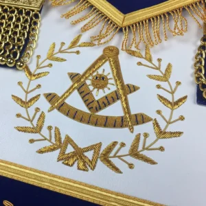 Past Master Blue Lodge Apron - Royal Blue Velvet Hand Embroidery