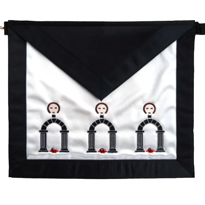 10th Degree Scottish Rite Apron – White with Black Embroidery