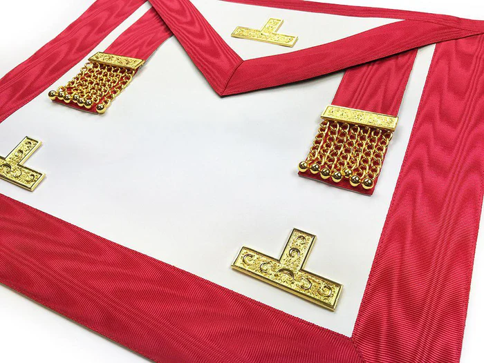 Worshipful Master Scottish Rite Apron – White & Red Moire