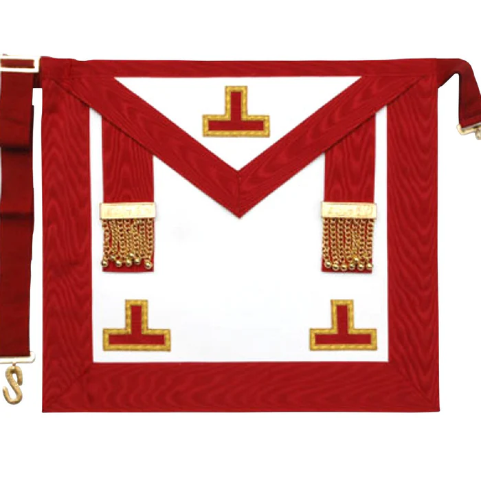 Worshipful Master Scottish Rite Apron – Red Moire with Side Tabs