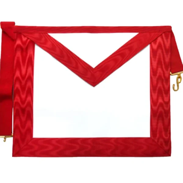 Scottish Rite Apron - White & Red Moire Ribbon Scottish Rite Apron - White & Red Moire Ribbon