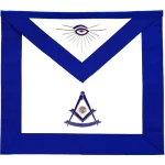 Past Master Blue Grosgrain Lodge Apron with Gold and Blue Hand Embroidery