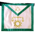 8th Degree Scottish Rite Apron Green Border - White Satin