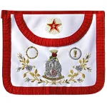 18th Degree Scottish Rite Apron - Red Pleated Edges - Knight Rose Croix