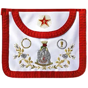 18th Degree Scottish Rite Apron - Red Pleated Edges