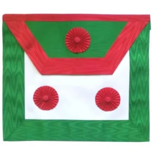 Knights of St. Andrew Scottish Rite Apron - White, Green & Red Moire