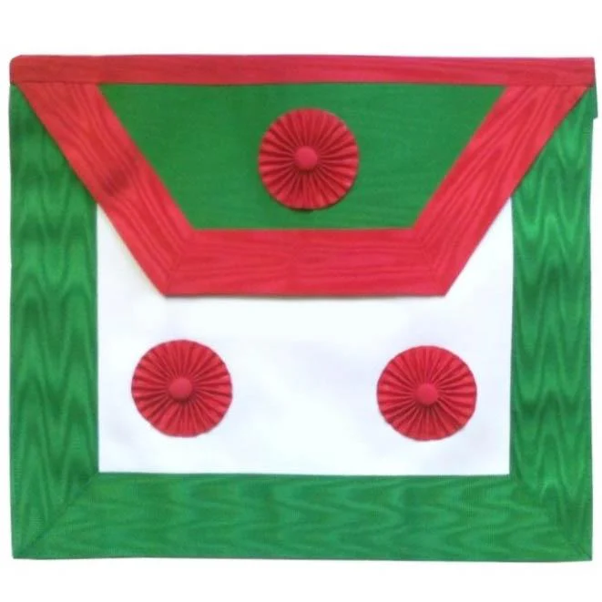 Knights of St. Andrew Scottish Rite Apron – White, Green & Red Moire