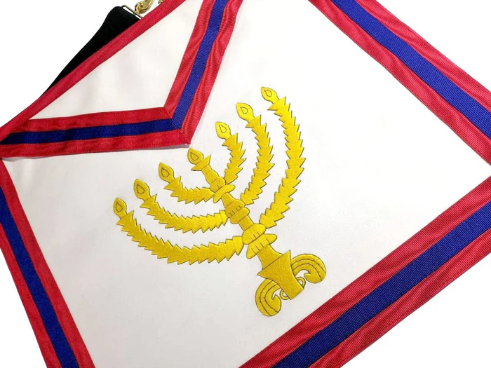 23rd Degree Scottish Rite Apron – White with Red & Blue Moire