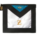 4th Degree Scottish Rite Apron - White Satin Black Velvet Gold Z Emblem